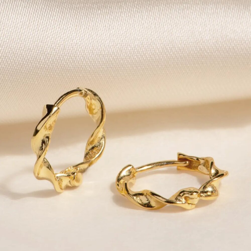Dainty Gold Huggies wave huggie pretty ear stack gold twist Huggies gift for her